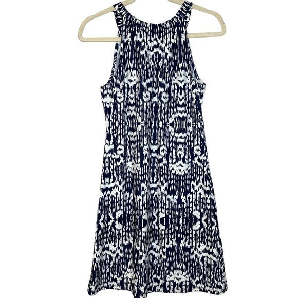 Jude Connally Sleeveless Navy White Abstract Key Hole Stretch Dress Size XS - Picture 3 of 3